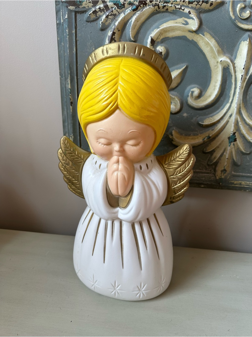 Vintage grand venture praying angel blow mold